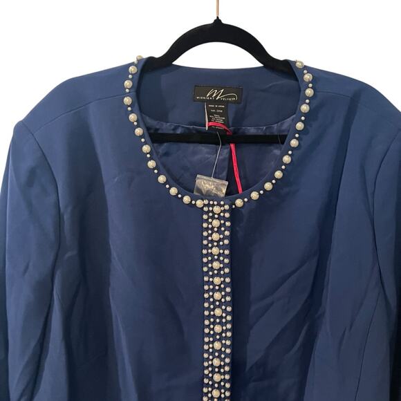 NWT Midnight Velvet Skirt Blazer Set Navy Pearl-Embellished Ensemble 24W - Picture 5 of 7